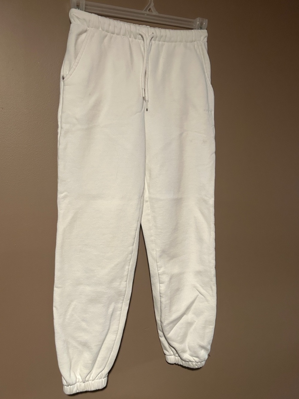 Garage White Women's Fleece Joggers with Drawstring